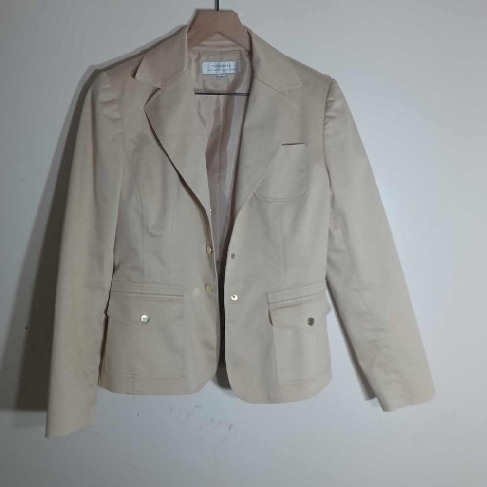 T Tahari Cream Suit Jacket